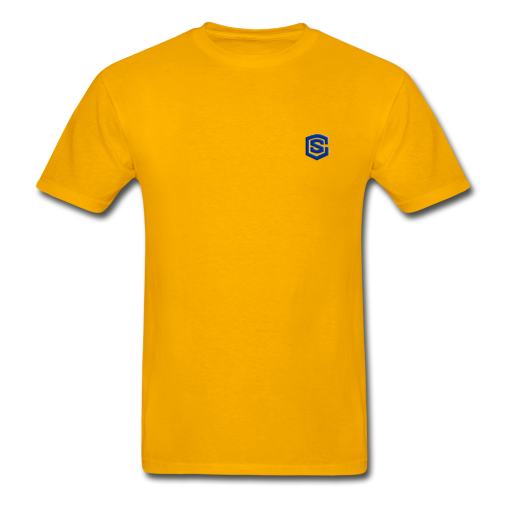 Hanes Adult Tagless T-Shirt  WITH BLUE  LOGO - gold