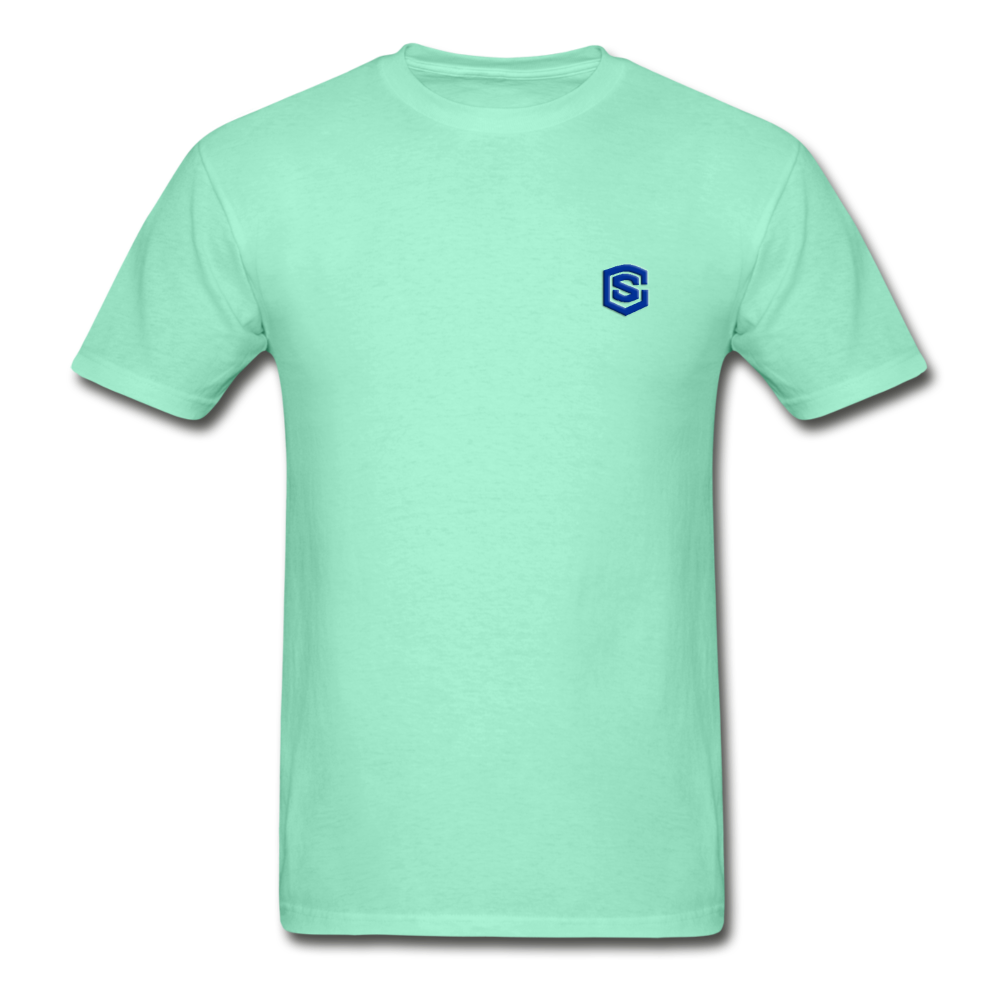 Hanes Adult Tagless T-Shirt  WITH BLUE  LOGO - deep mint