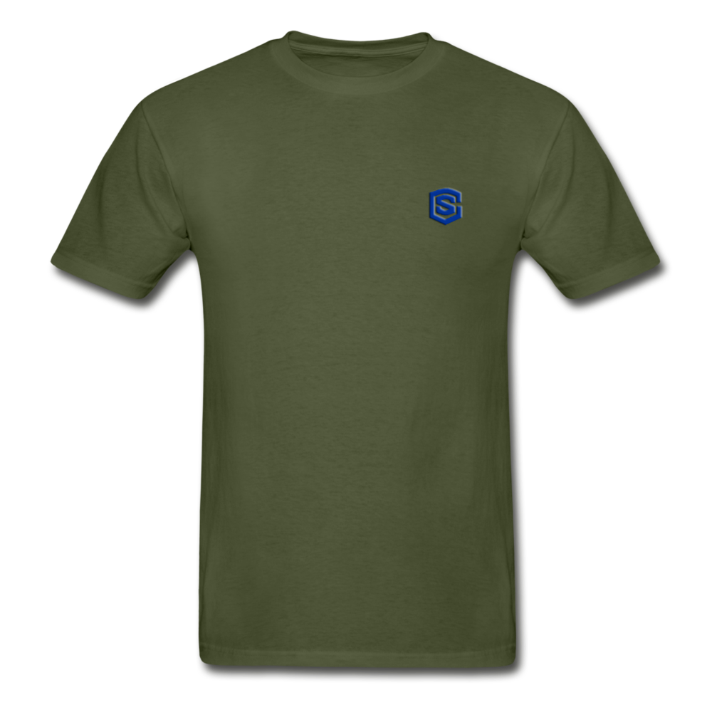 Hanes Adult Tagless T-Shirt  WITH BLUE  LOGO - military green