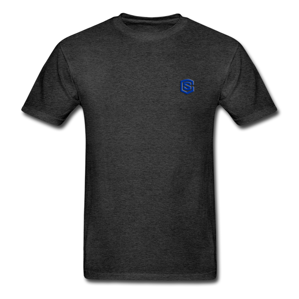 Hanes Adult Tagless T-Shirt  WITH BLUE  LOGO - charcoal gray