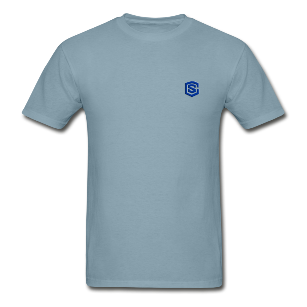 Hanes Adult Tagless T-Shirt  WITH BLUE  LOGO - stonewash blue