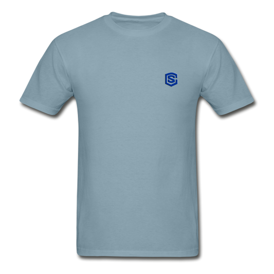 Hanes Adult Tagless T-Shirt  WITH BLUE  LOGO - stonewash blue