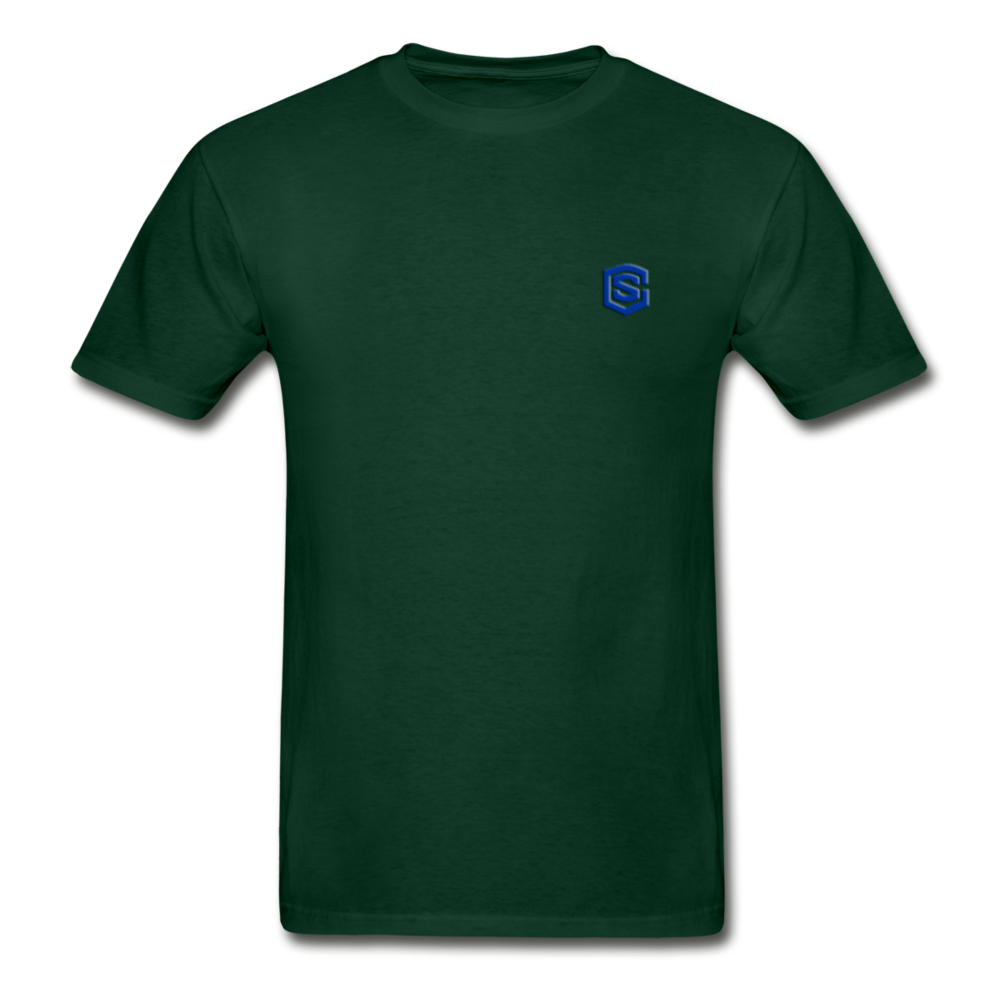 Hanes Adult Tagless T-Shirt  WITH BLUE  LOGO - forest green