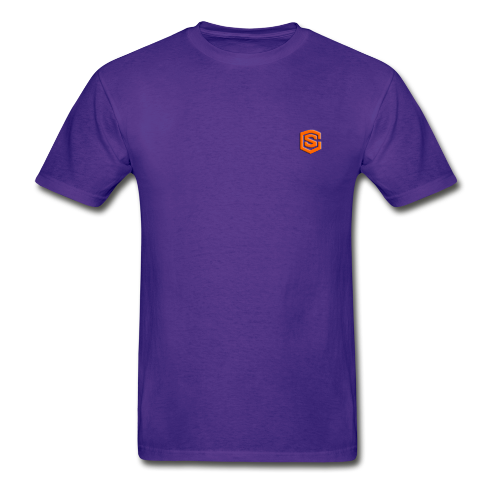 Hanes Adult Tagless T-Shirt WITH ORANGE LOGO - purple