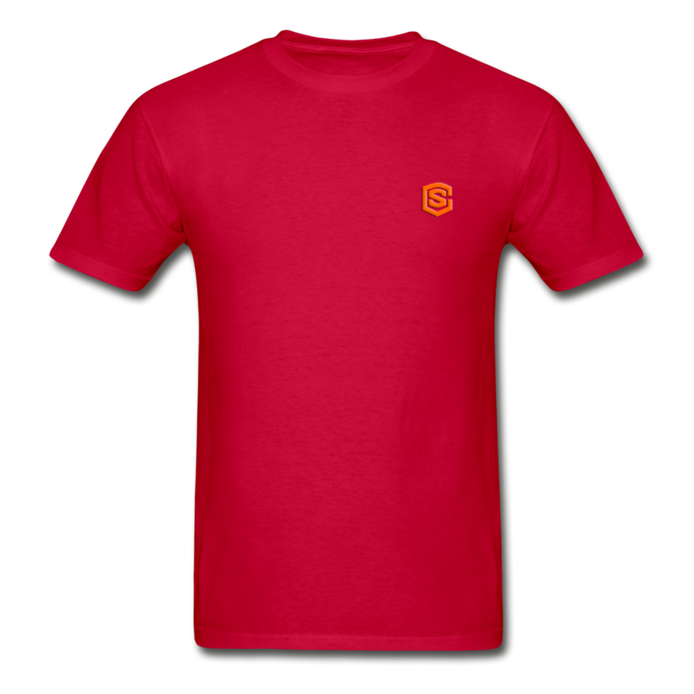 Hanes Adult Tagless T-Shirt WITH ORANGE LOGO - red