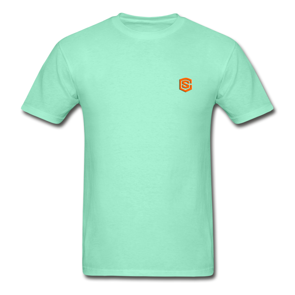 Hanes Adult Tagless T-Shirt WITH ORANGE LOGO - deep mint