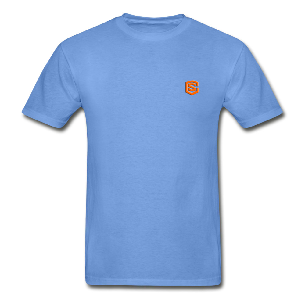 Hanes Adult Tagless T-Shirt WITH ORANGE LOGO - carolina blue