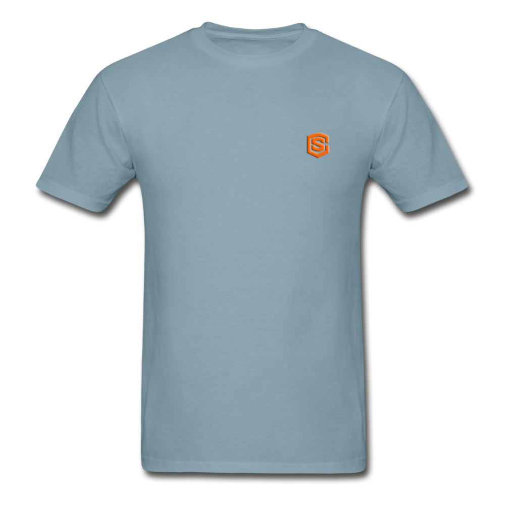 Hanes Adult Tagless T-Shirt WITH ORANGE LOGO - stonewash blue