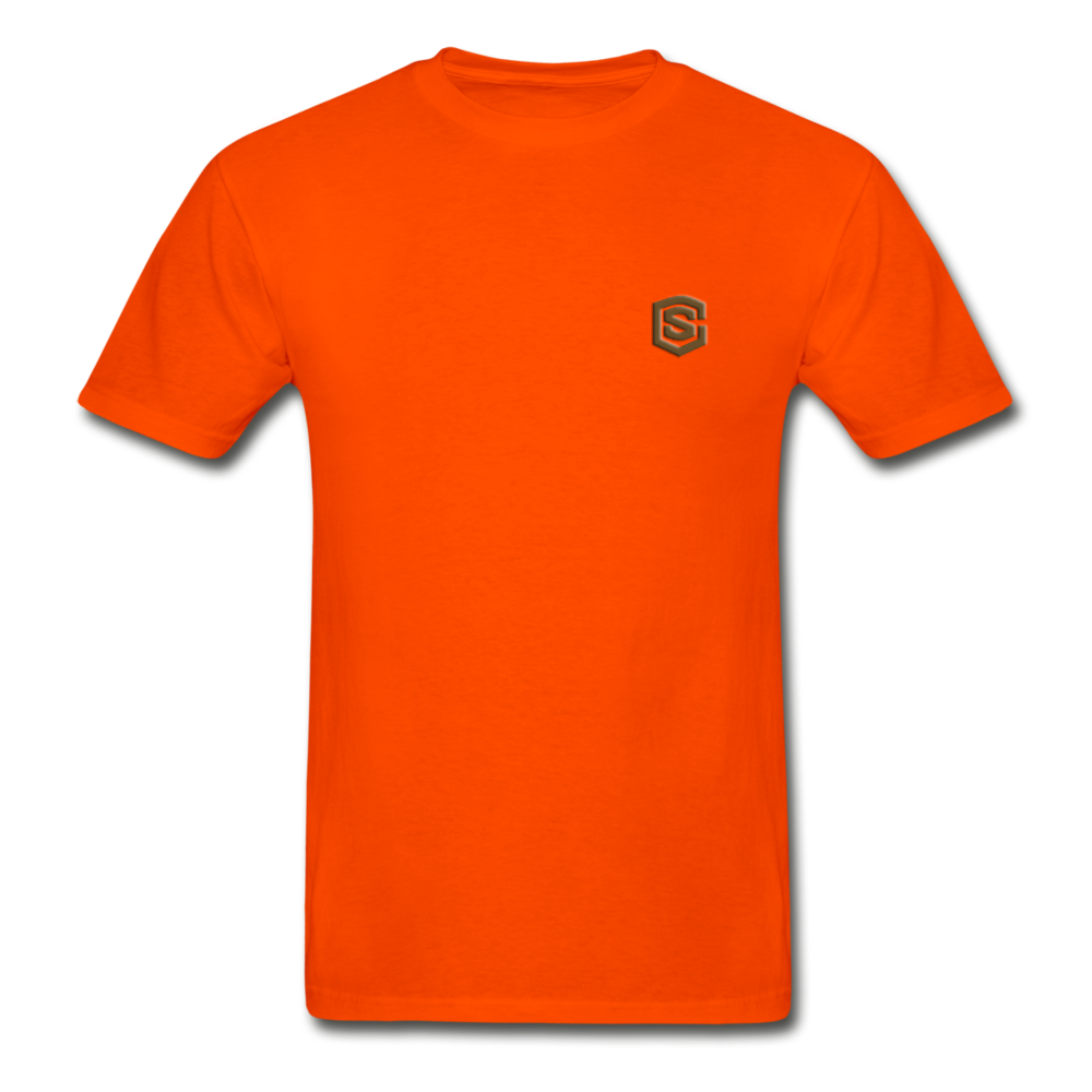 Hanes Adult Tagless T-Shirt  WITH BROWN  LOGO - orange