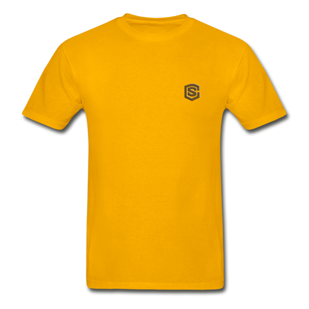 Hanes Adult Tagless T-Shirt  WITH BROWN  LOGO - gold