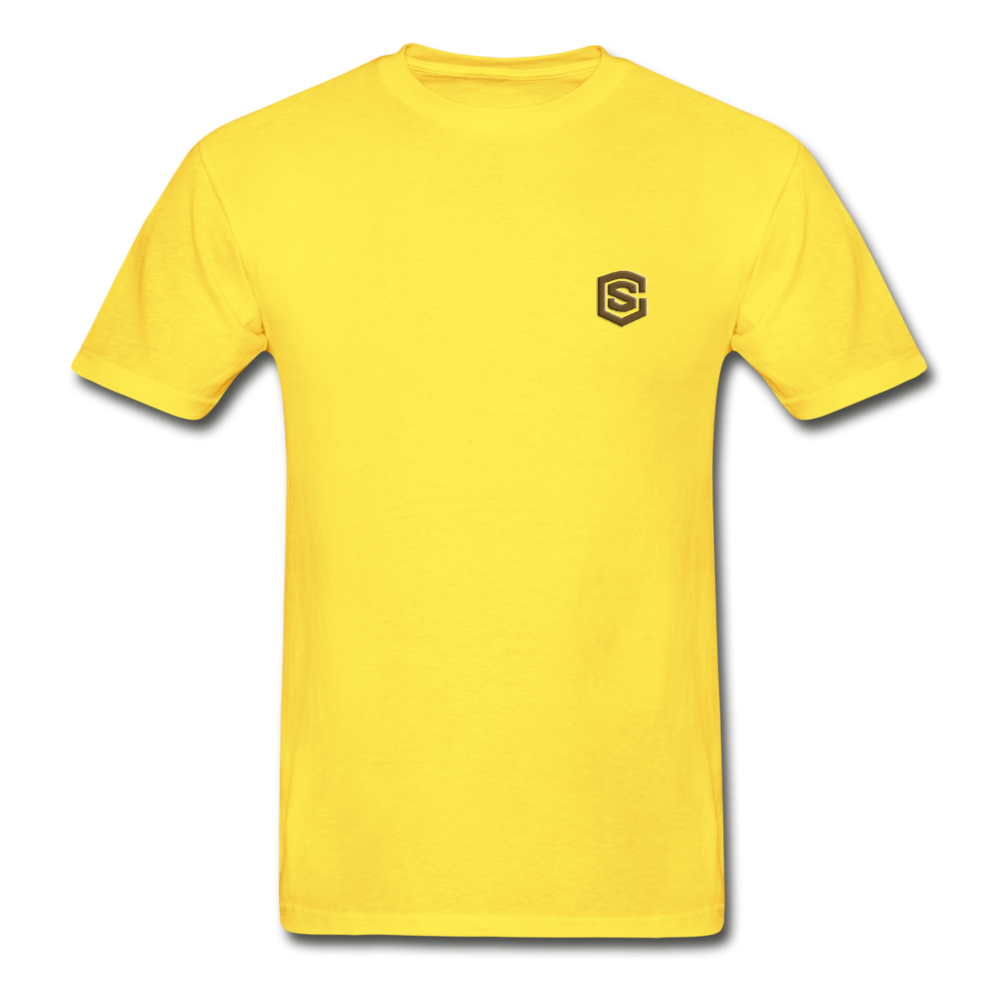 Hanes Adult Tagless T-Shirt  WITH BROWN  LOGO - yellow