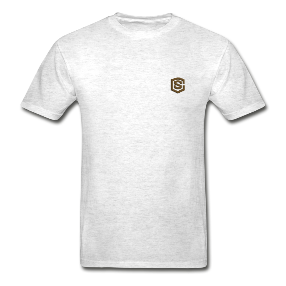 Hanes Adult Tagless T-Shirt  WITH BROWN  LOGO - light heather gray