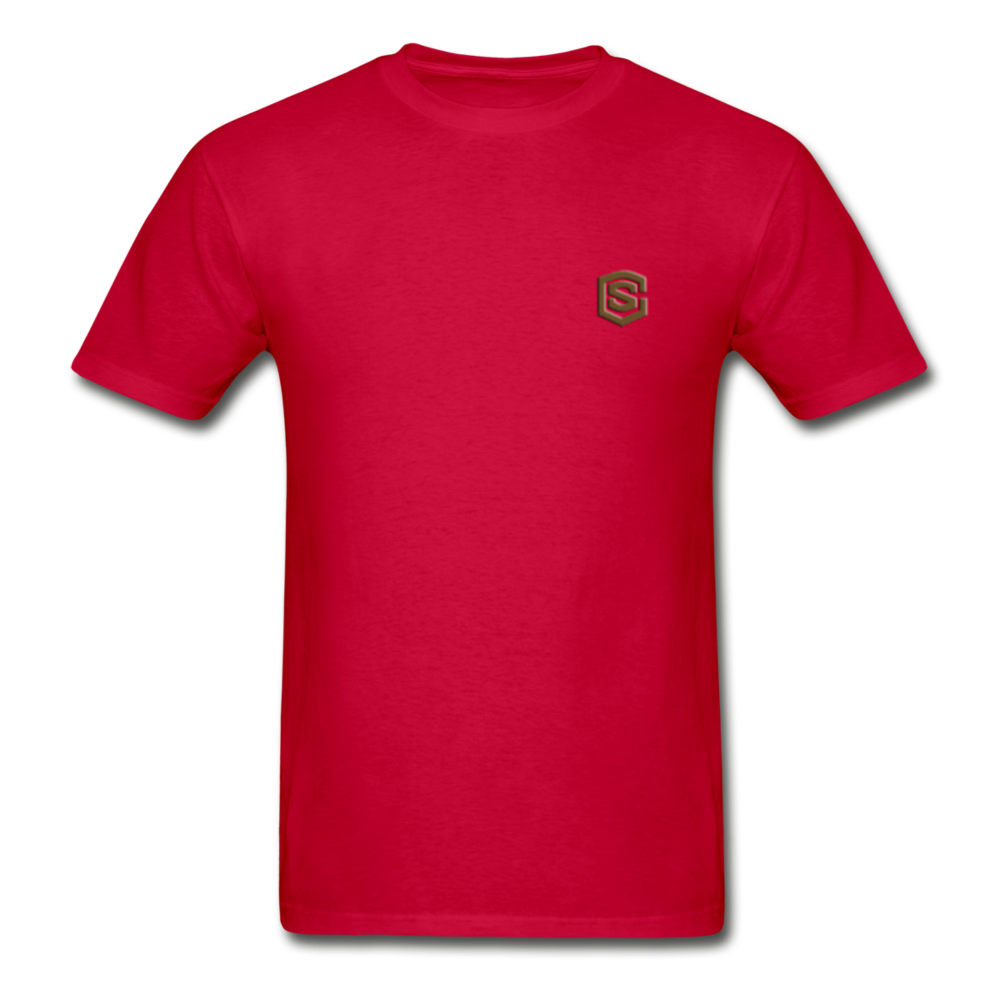 Hanes Adult Tagless T-Shirt  WITH BROWN  LOGO - red