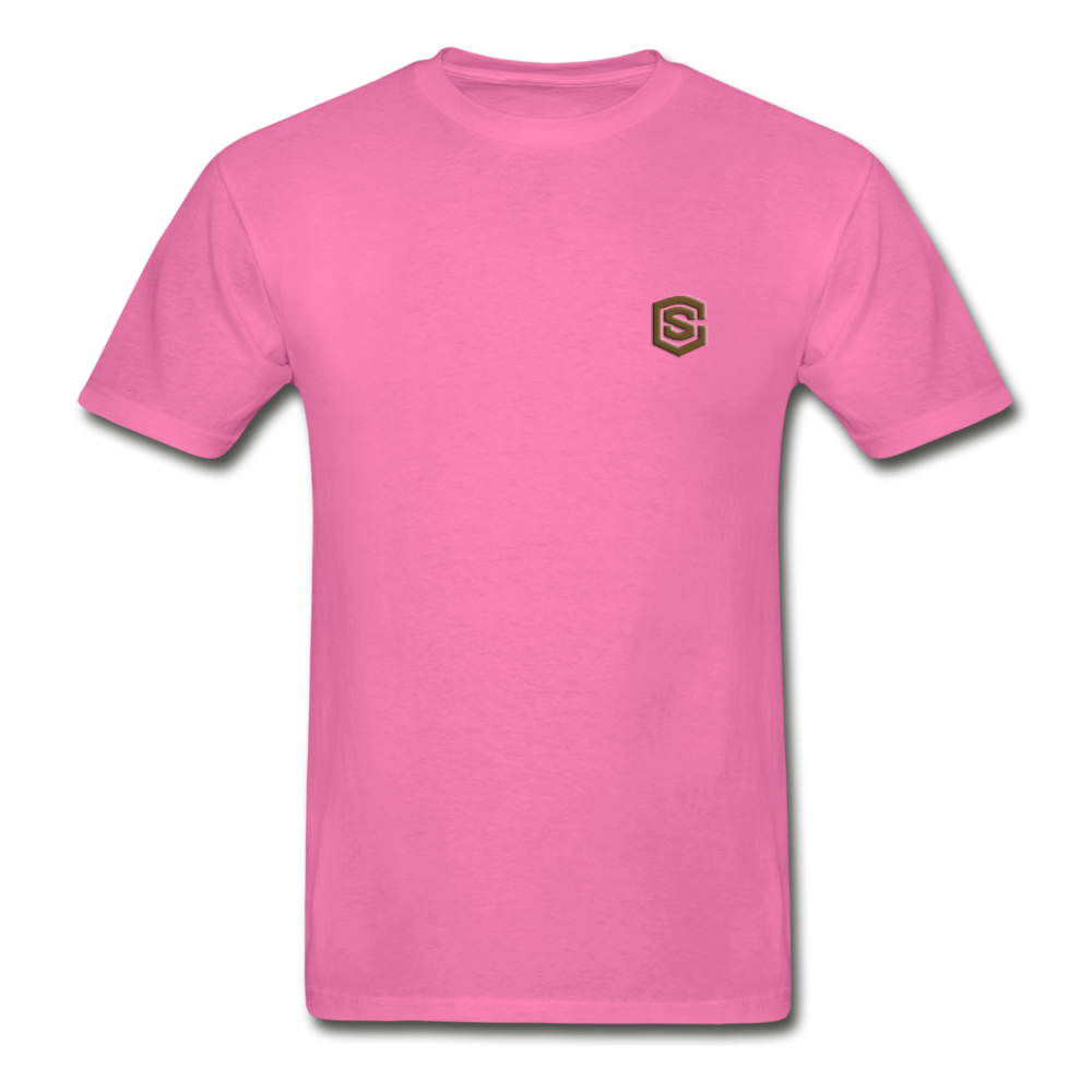 Hanes Adult Tagless T-Shirt  WITH BROWN  LOGO - hot pink