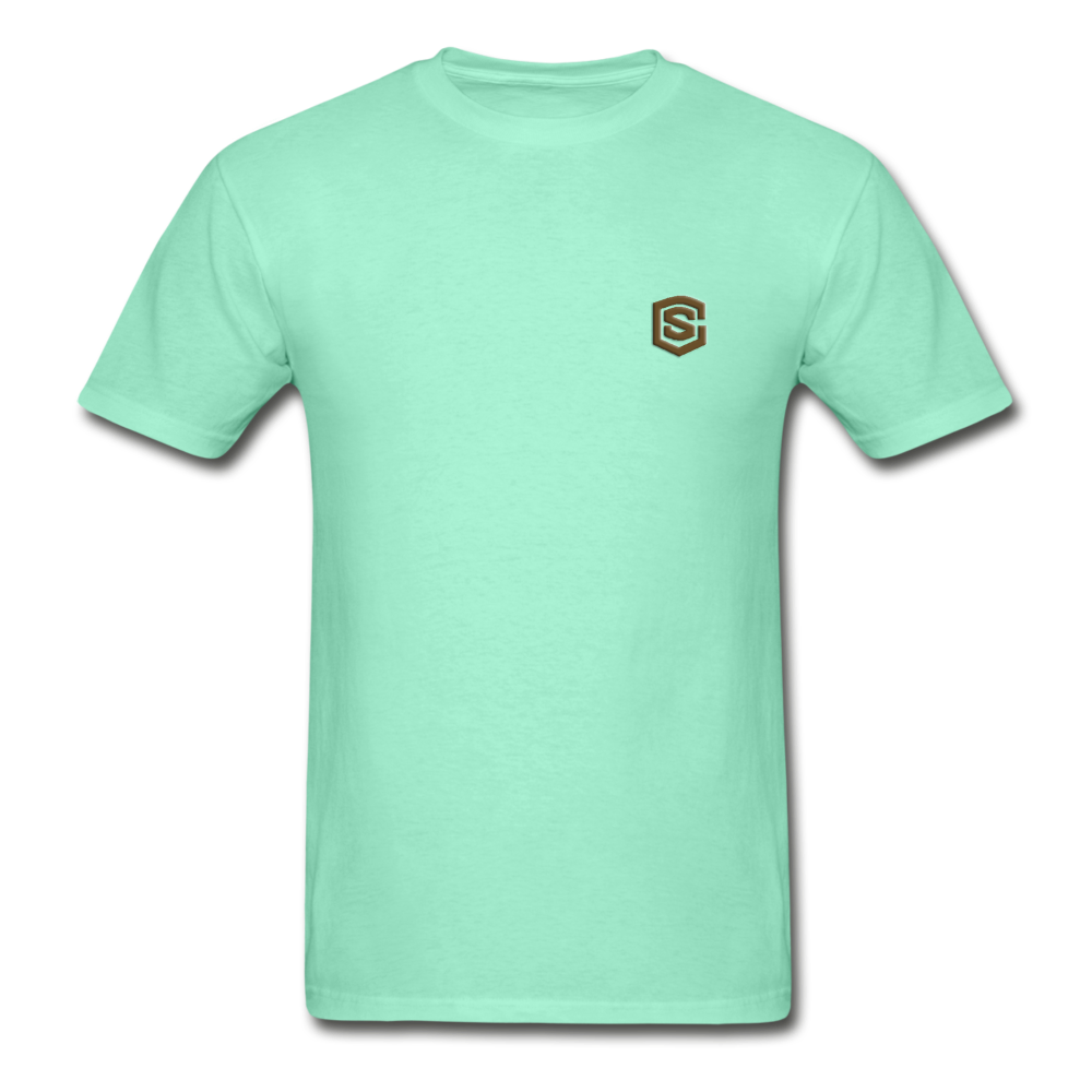 Hanes Adult Tagless T-Shirt  WITH BROWN  LOGO - deep mint