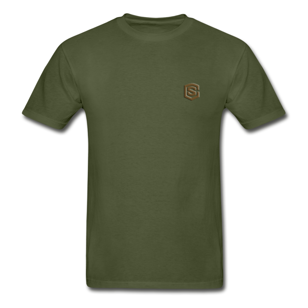 Hanes Adult Tagless T-Shirt  WITH BROWN  LOGO - military green