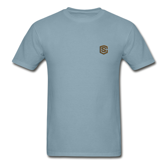Hanes Adult Tagless T-Shirt  WITH BROWN  LOGO - stonewash blue