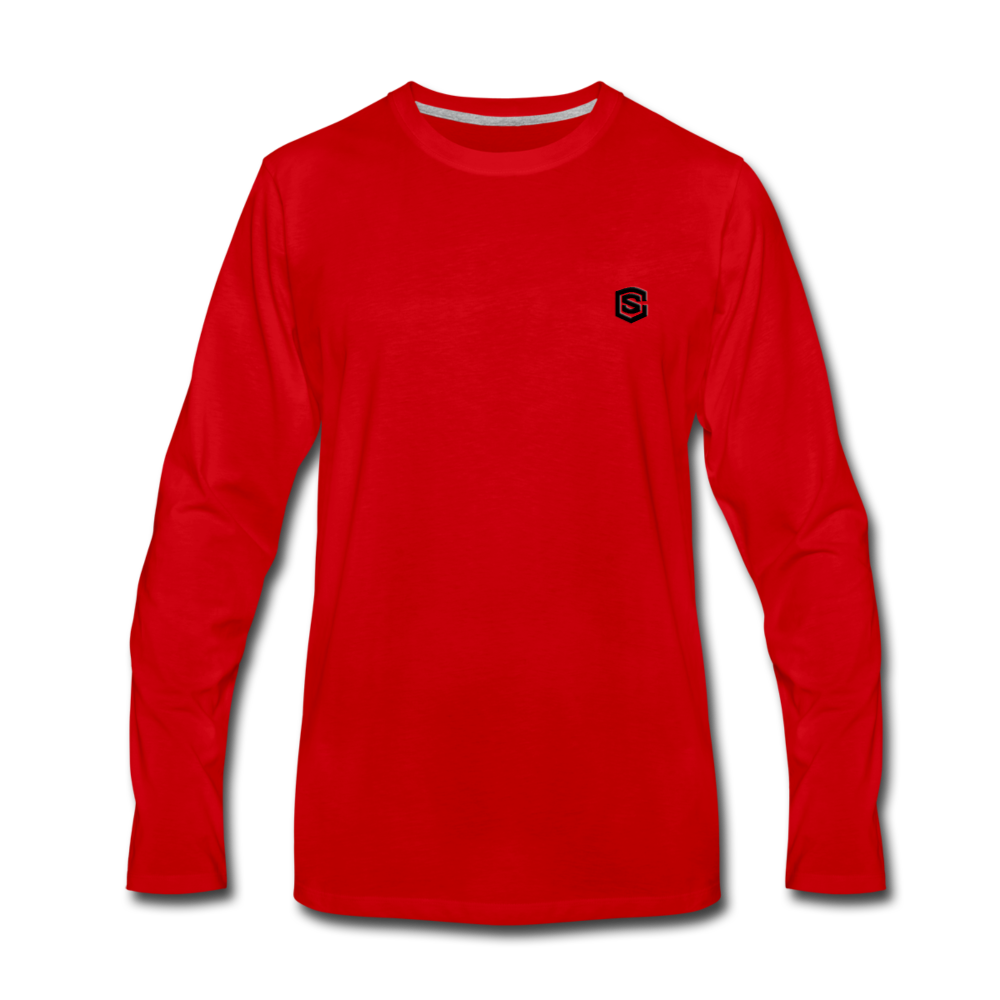 Men's Premium Long Sleeve T-Shirt  WITH BLACK  LOGO - red