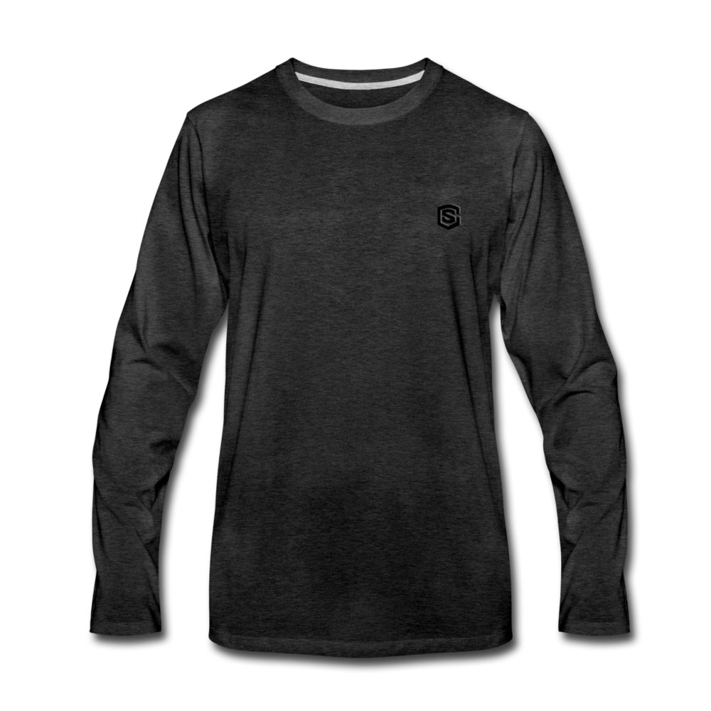 Men's Premium Long Sleeve T-Shirt  WITH BLACK  LOGO - charcoal gray