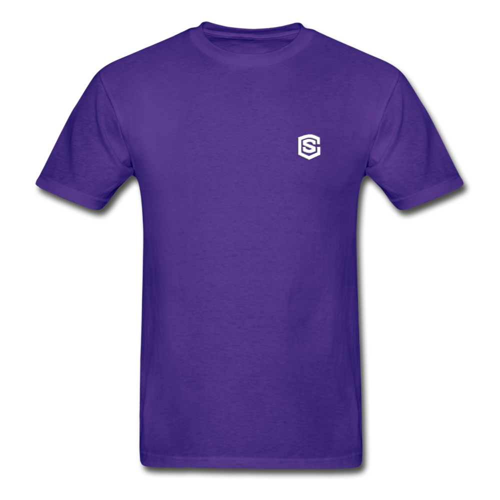 Hanes Adult Tagless T-Shirt  WITH WHITE  LOGO - purple