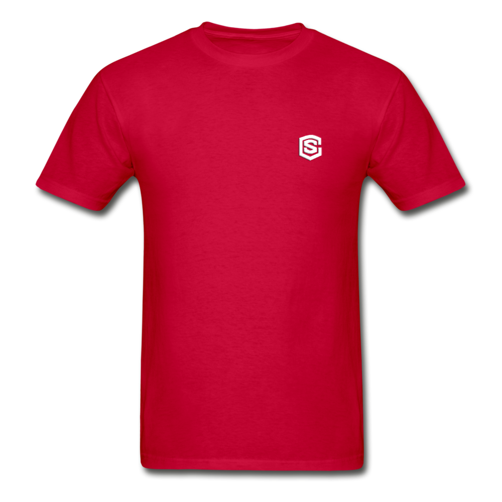 Hanes Adult Tagless T-Shirt  WITH WHITE  LOGO - red