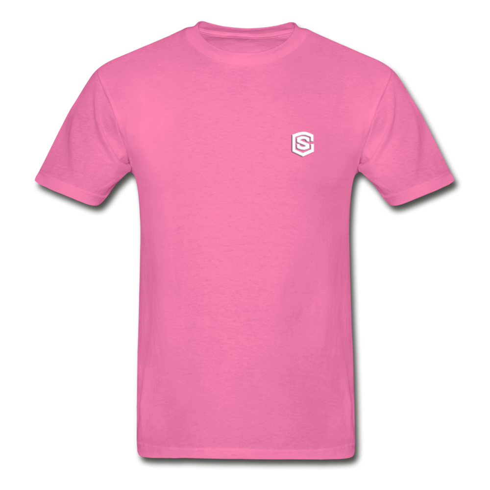Hanes Adult Tagless T-Shirt  WITH WHITE  LOGO - hot pink
