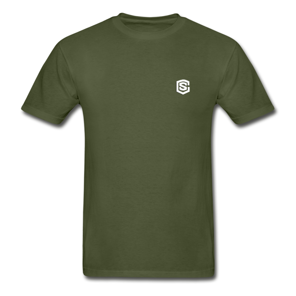Hanes Adult Tagless T-Shirt  WITH WHITE  LOGO - military green
