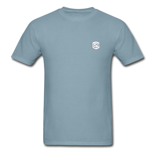 Hanes Adult Tagless T-Shirt  WITH WHITE  LOGO - stonewash blue
