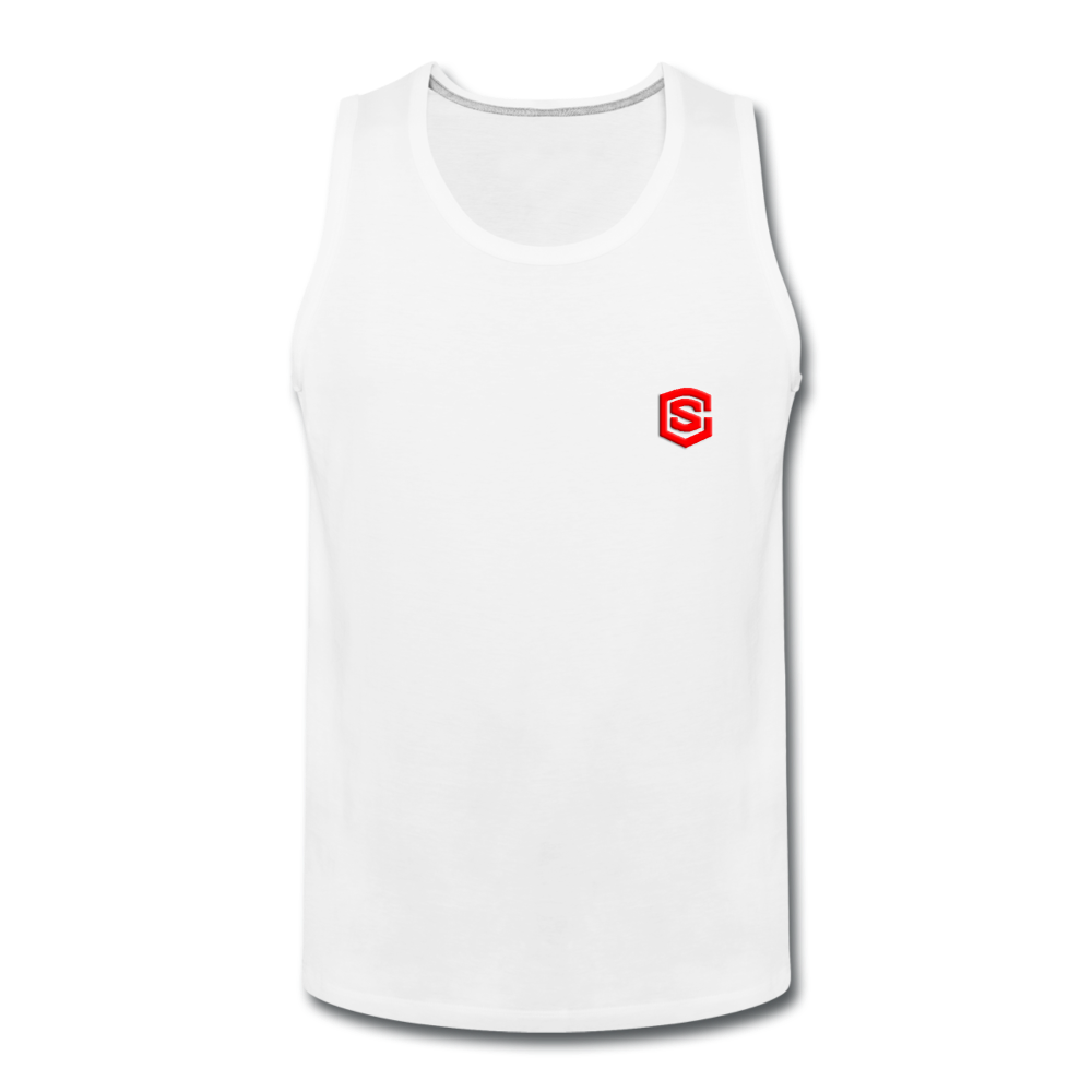 Men’s Premium Tank WITH RED LOGO - white