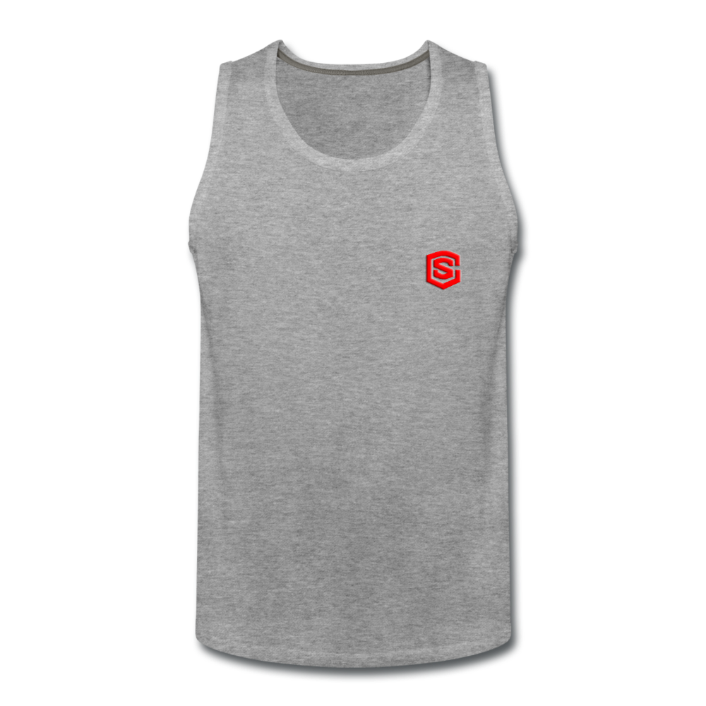 Men’s Premium Tank WITH RED LOGO - heather gray