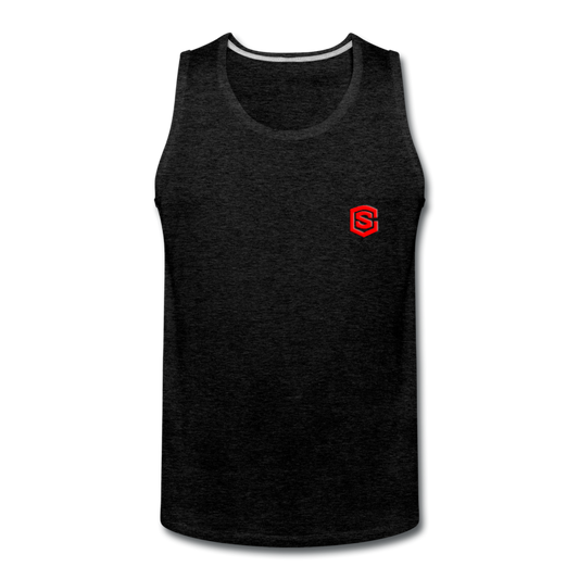 Men’s Premium Tank  WITH  RED LOGO - charcoal gray
