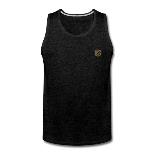 Men’s Premium Tank  WITH BROWN  LOGO - charcoal gray