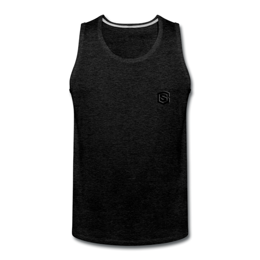 Men’s Premium Tank  WITH BLACK  LOGO - charcoal gray