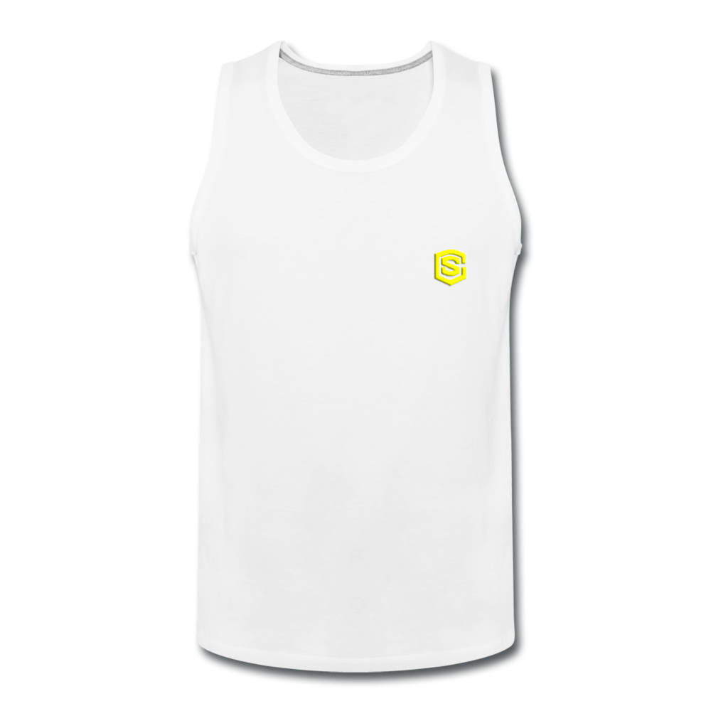 Men’s Premium Tank WITH YELLOW LOGO - white