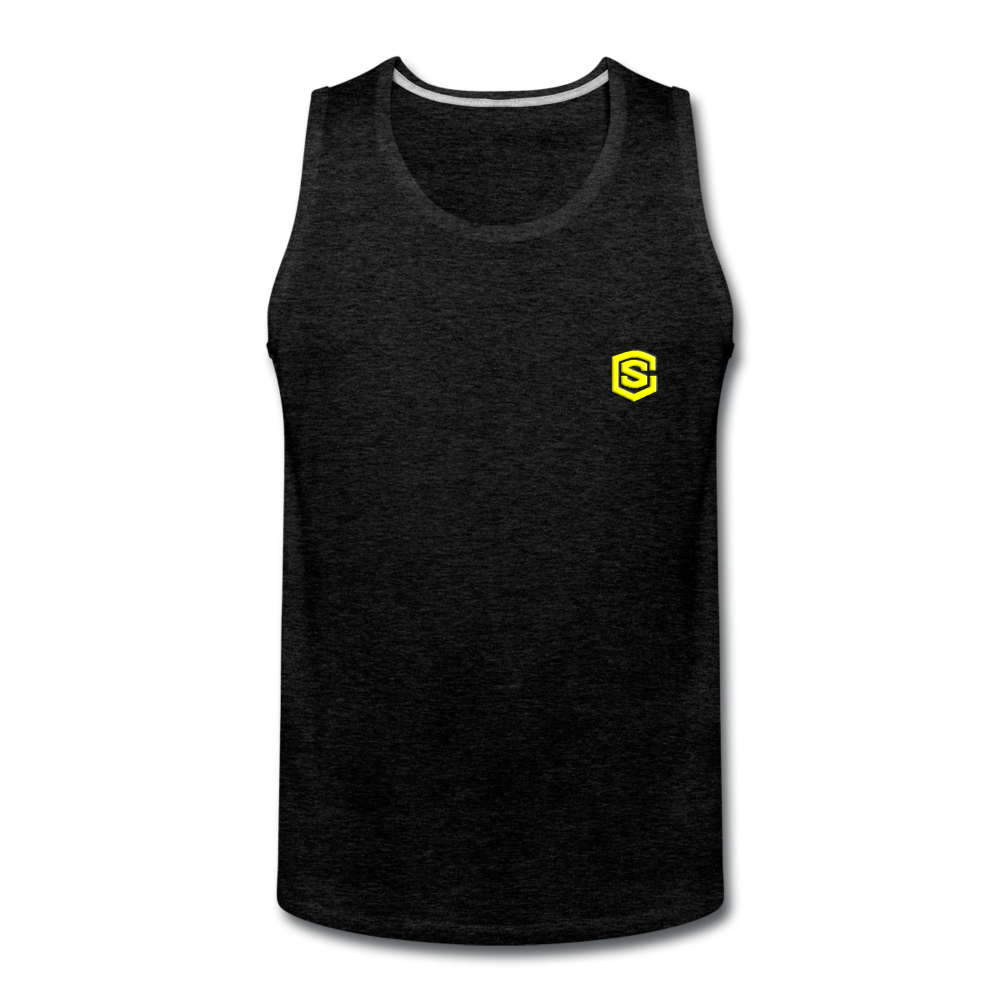 Men’s Premium Tank  WITH  YELLOW  LOGO - charcoal gray