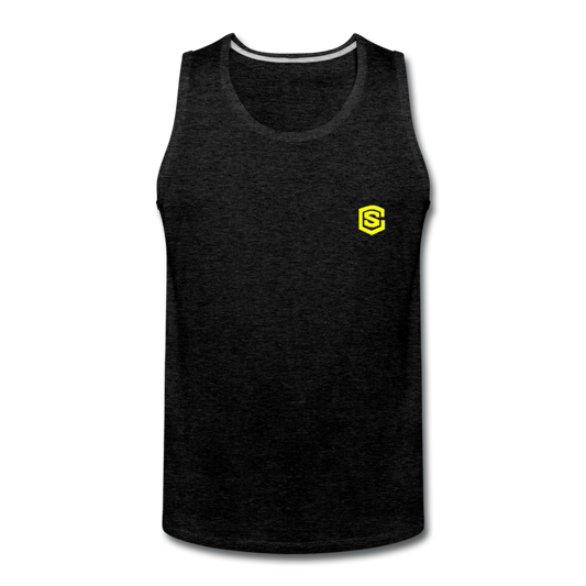 Men’s Premium Tank  WITH  YELLOW  LOGO - charcoal gray