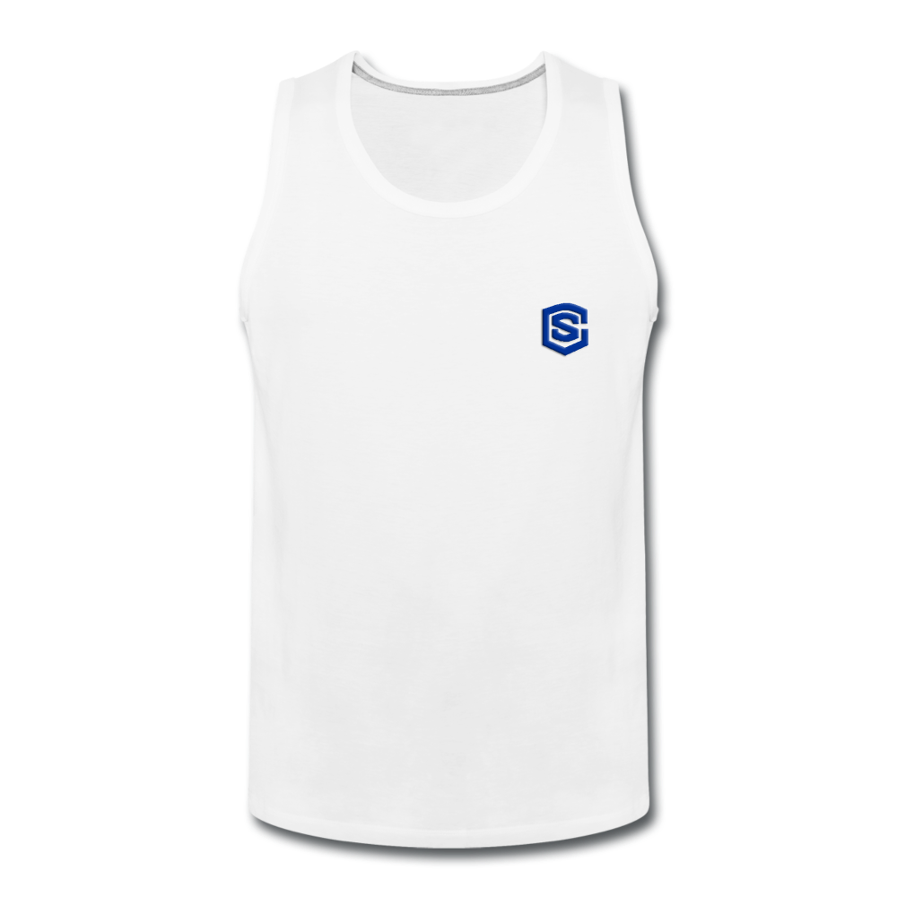 Men’s Premium Tank WITH BLUE LOGO - white