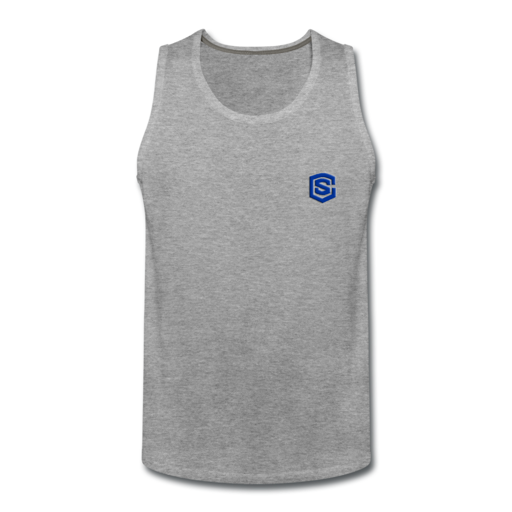 Men’s Premium Tank WITH BLUE LOGO - heather gray