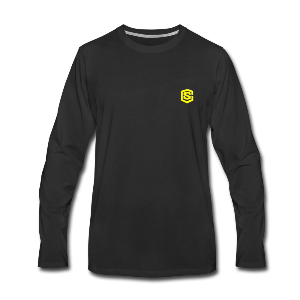 Men's Premium Long Sleeve T-Shirt  WITH YELLOW  LOGO - black