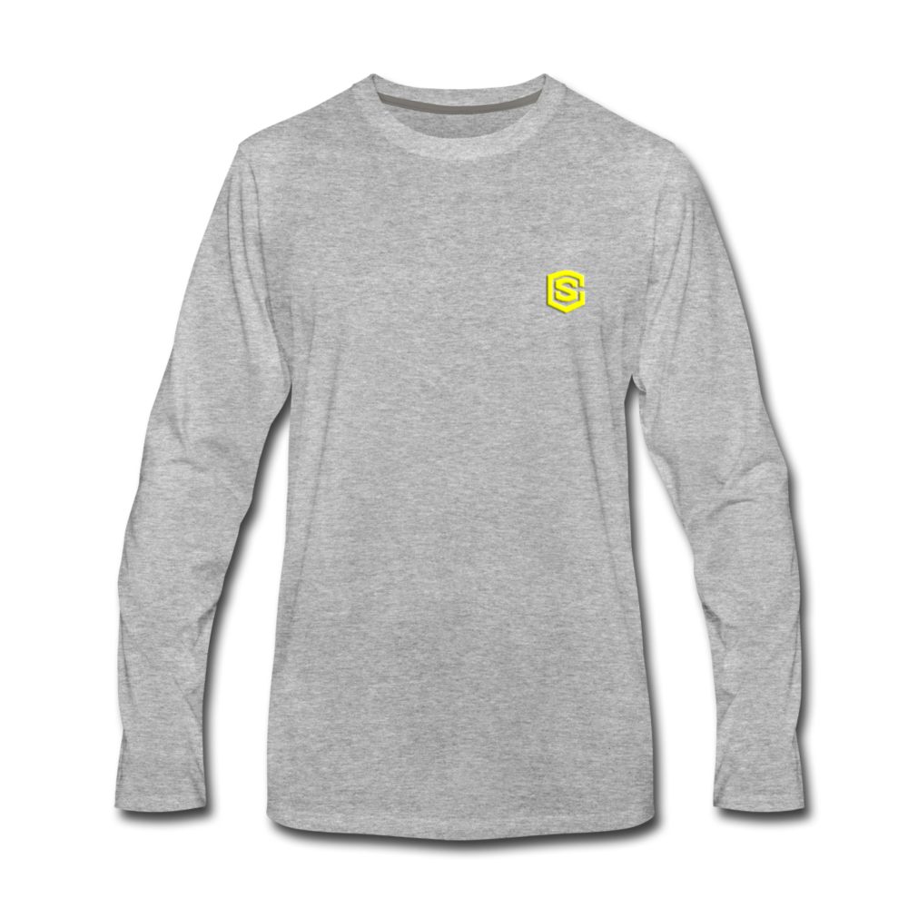 Men's Premium Long Sleeve T-Shirt  WITH YELLOW  LOGO - heather gray