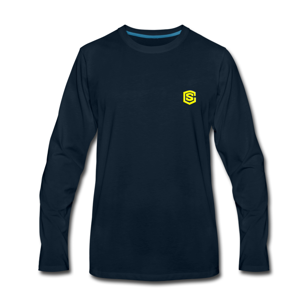 Men's Premium Long Sleeve T-Shirt  WITH YELLOW  LOGO - deep navy