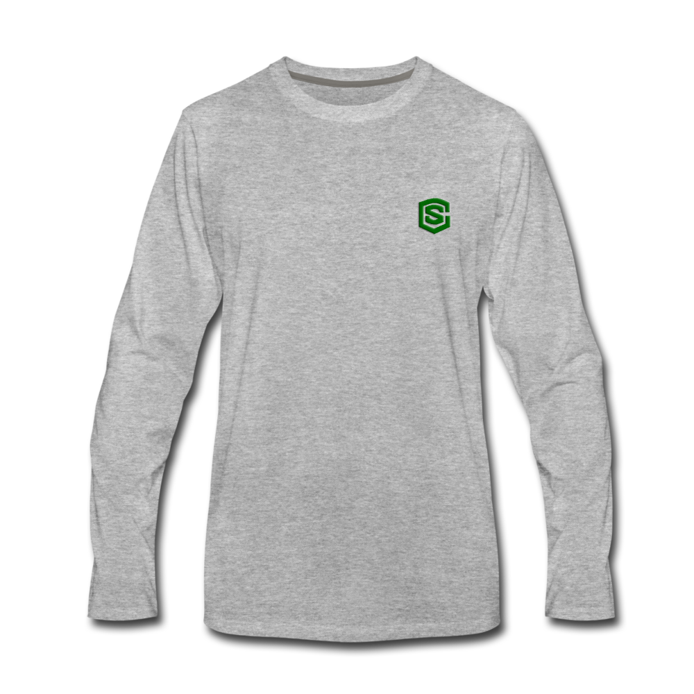 Men's Premium Long Sleeve T-Shirt  WITH GREEN  LOGO - heather gray