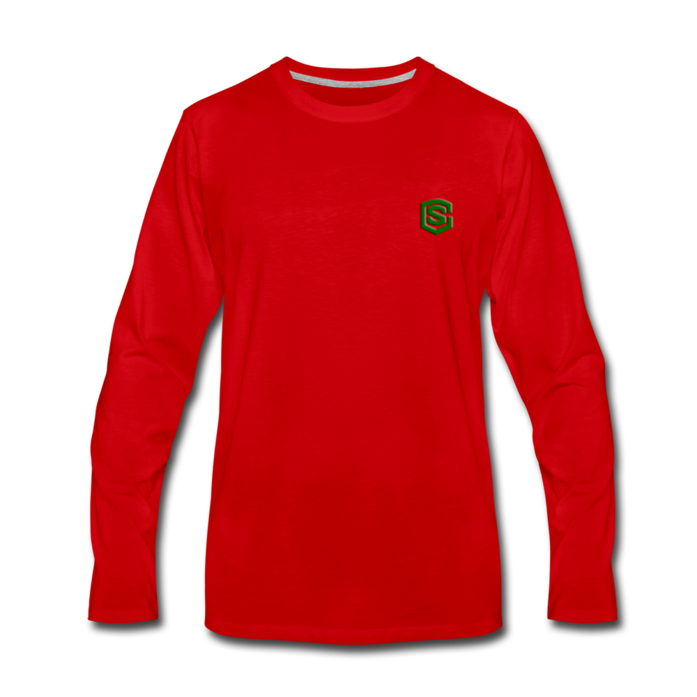 Men's Premium Long Sleeve T-Shirt  WITH GREEN  LOGO - red