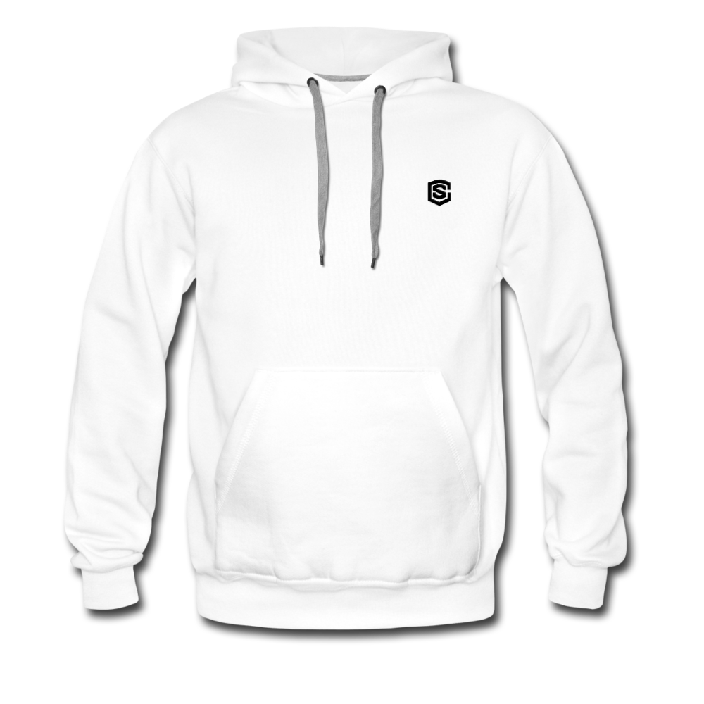 Men’s Premium Hoodie  WITH BLACK  LOGO - white