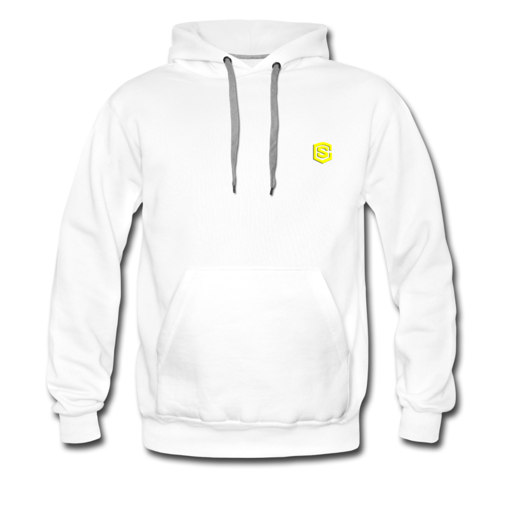 Men’s Premium Hoodie  WITH YELLOW  LOGO - white