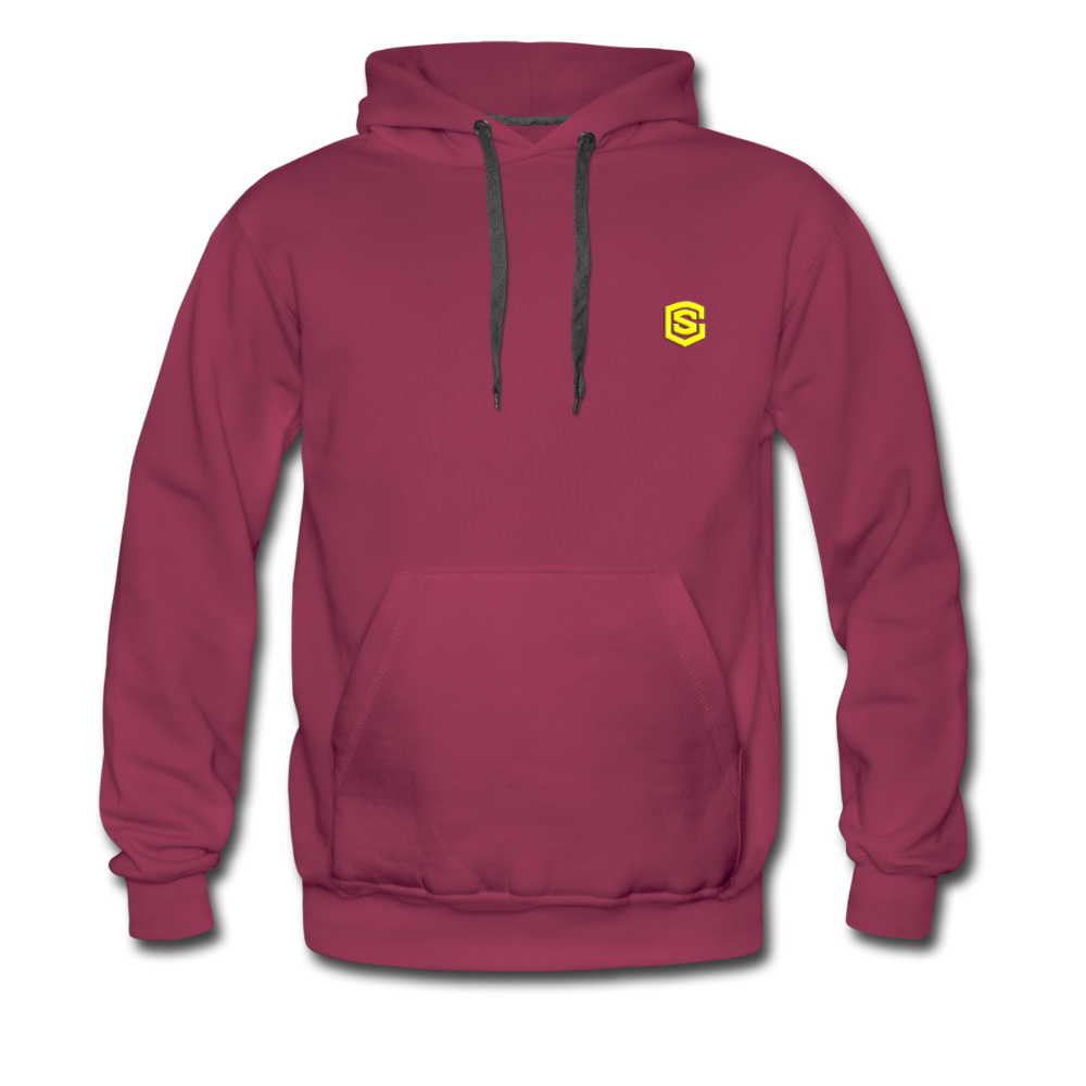 Men’s Premium Hoodie  WITH YELLOW  LOGO - burgundy