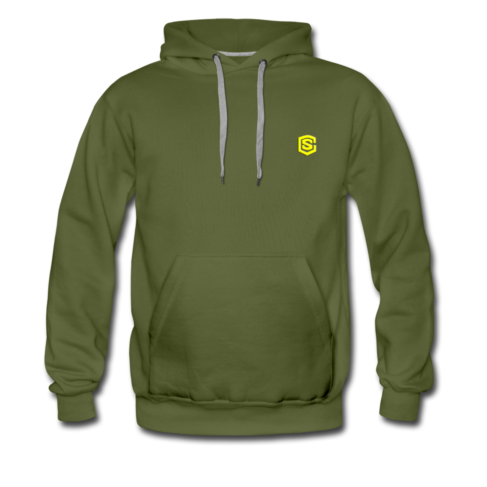Men’s Premium Hoodie  WITH YELLOW  LOGO - olive green