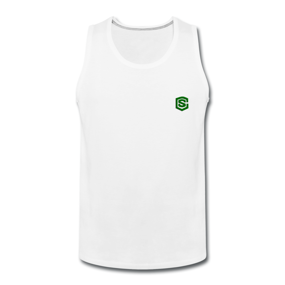 Men’s Premium Tank  WITH GREEN  LOGO - white