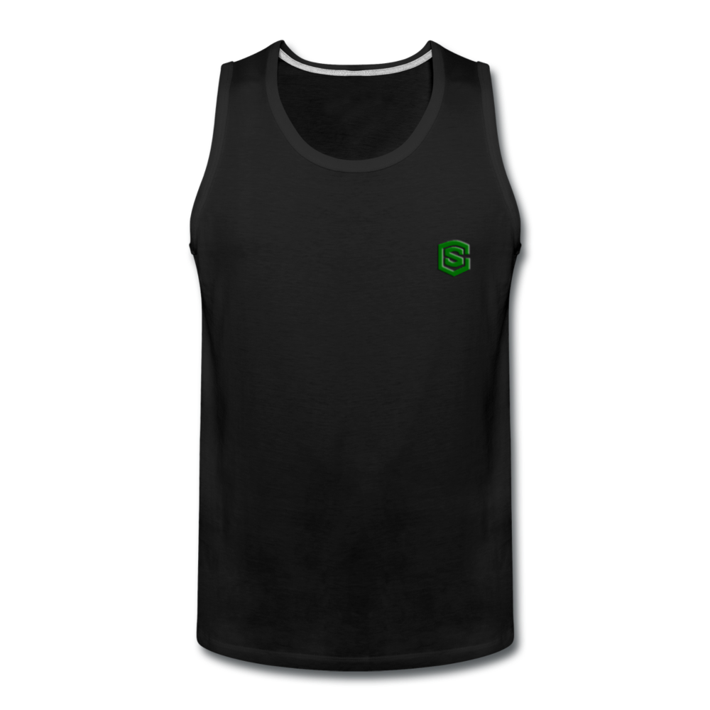 Men’s Premium Tank  WITH GREEN  LOGO - black