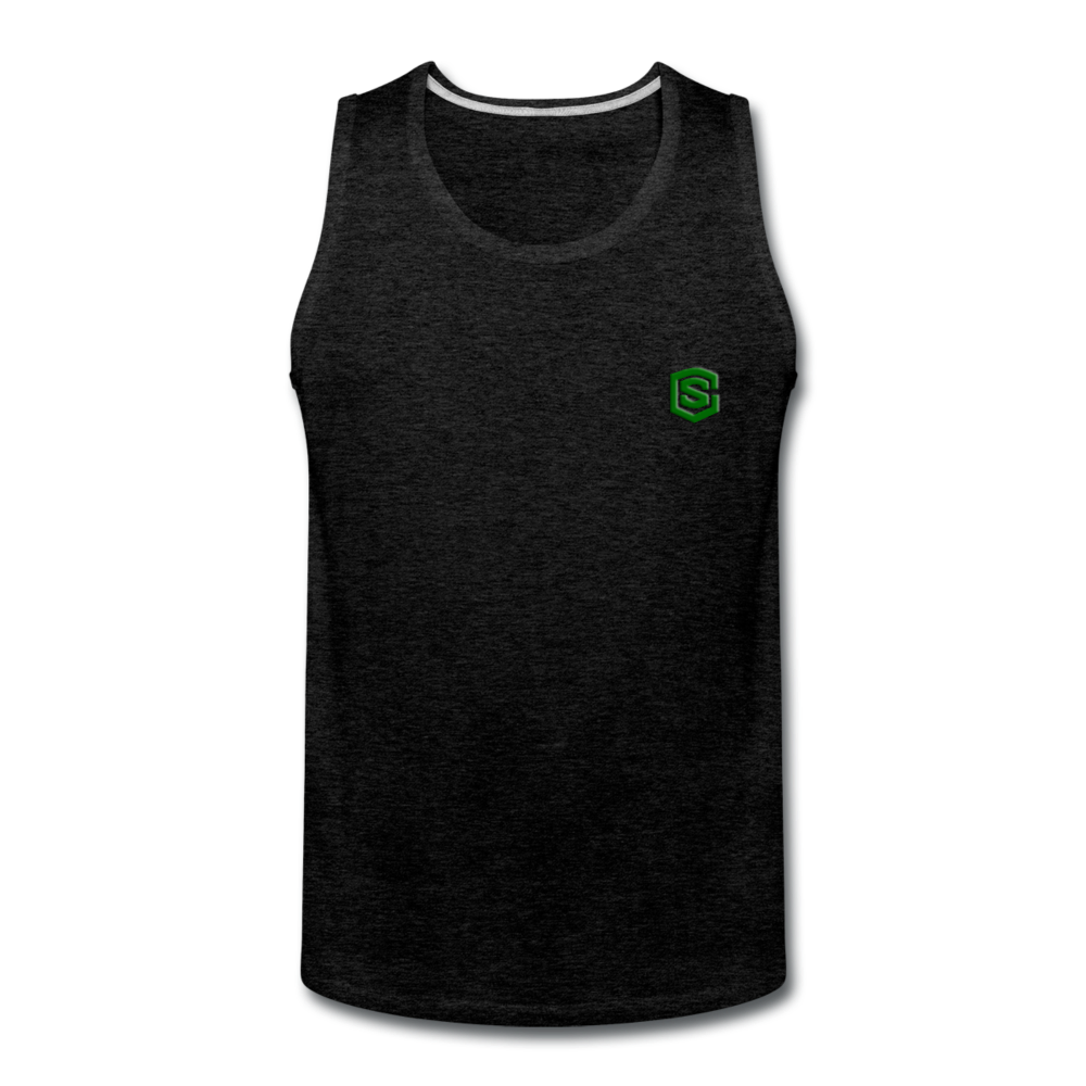 Men’s Premium Tank  WITH GREEN  LOGO - charcoal gray